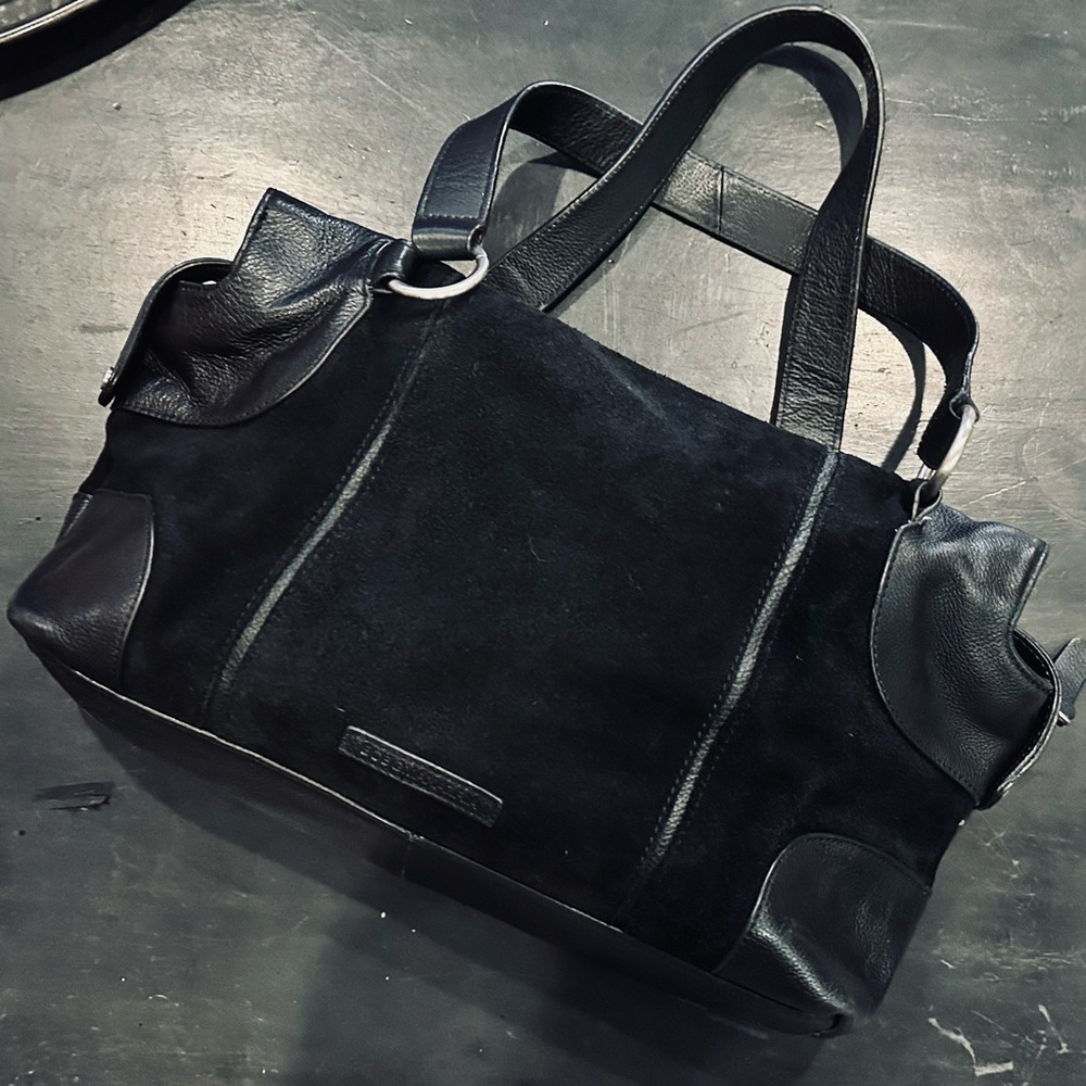 BCBGMaxAzria Black Leather Top Handle Satchel Purse - Tote Bag